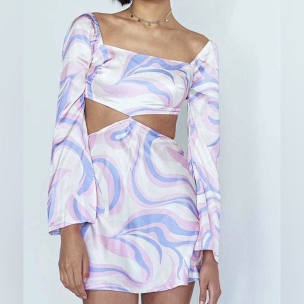 Princess Polly Retro Pastel Swirl Cutout Dress